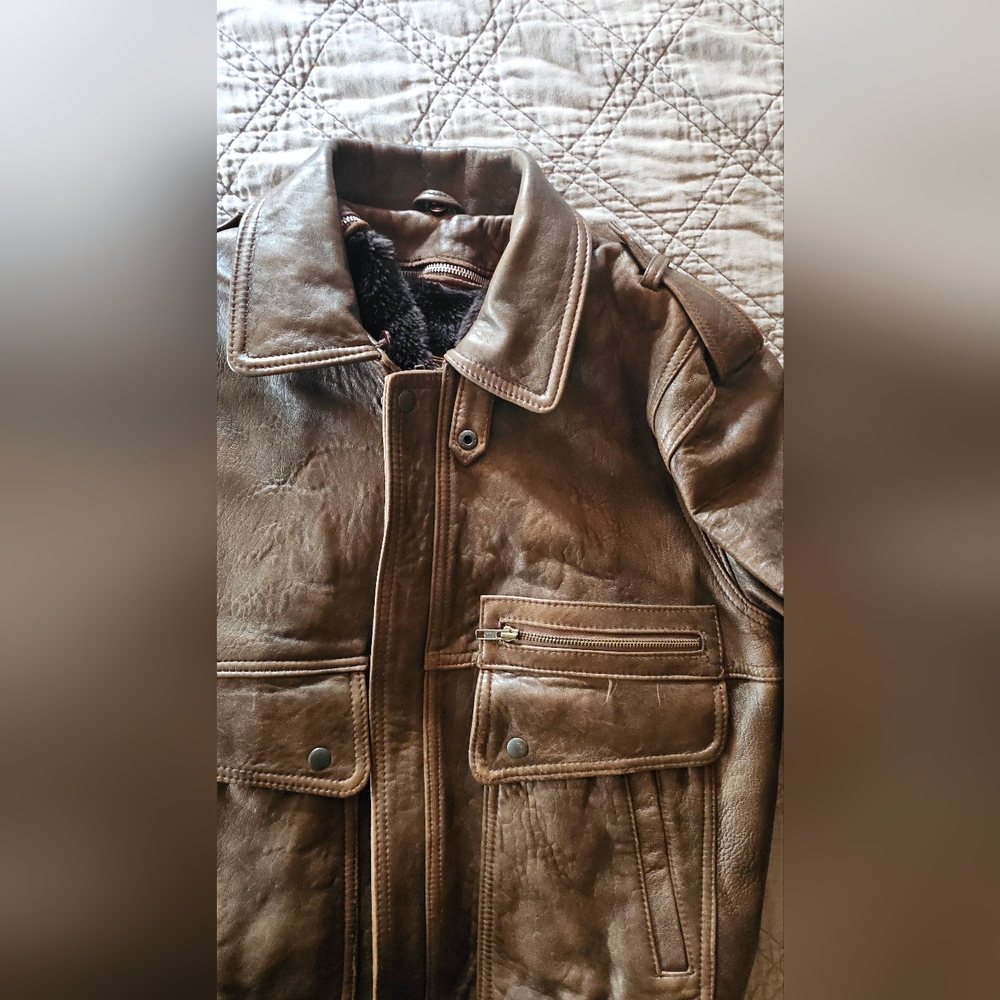 Real Leather Bomber Jacket - Tailwinds by Raffaelo - Picture 2 of 5